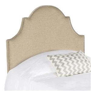 Safavieh Hallmar 4.5-ft x 3.4-ft Hemp Linen Arched Twin Headboard With Silver Nailhead Trim