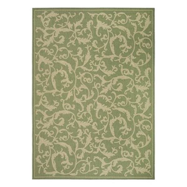 Safavieh Green Floral Cream 132-in x 94-in Indoor/Outdoor Area Rug