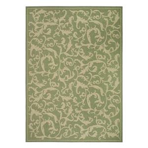 Safavieh Green Floral Cream 132-in x 94-in Indoor/Outdoor Area Rug