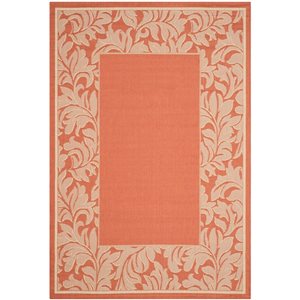 Safavieh Courtyard Red Floral 132-in x 94-in Indoor/Outdoor Area Rug