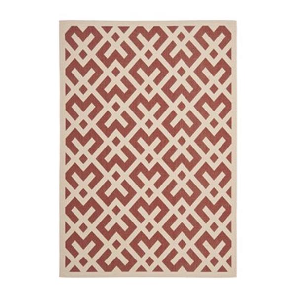 Safavieh Courtyard 134-in x 96-in Red/Cream Indoor/Outdoor Area Rug