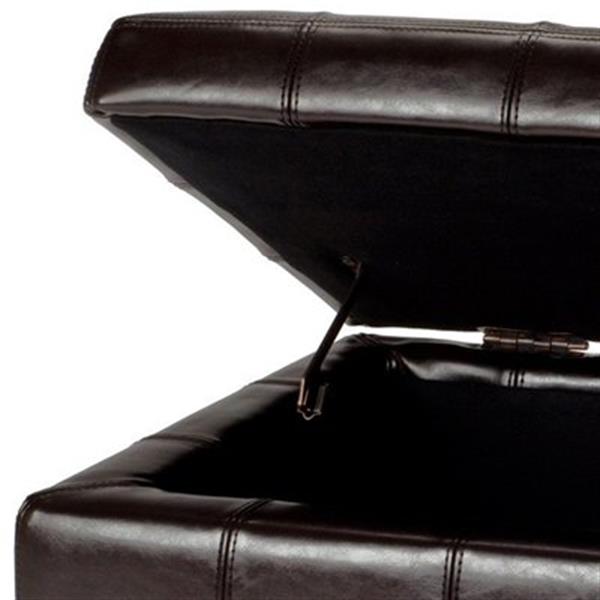 Safavieh Maiden Small Tufted Small 16.00-in x 29.00-in Brown Faux Leather Storage Bench