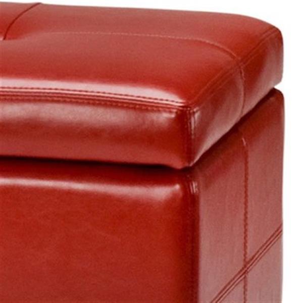 Safavieh Maiden Small Tufted Small 16.00-in x 29.00-in Red Faux Leather Storage Bench