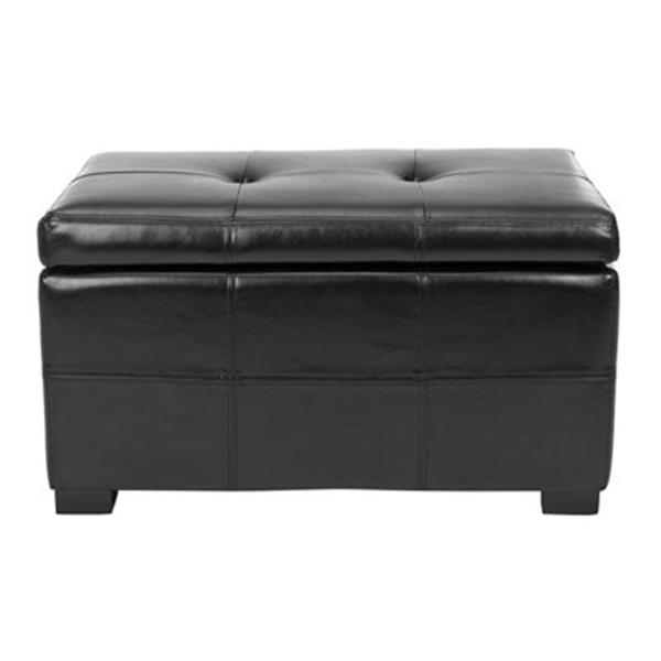 Safavieh Maiden Small Tufted Small 16.00-in x 29.00-in Black Linen Storage Bench