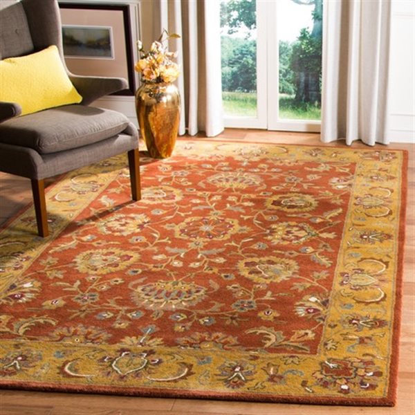 Safavieh HG820A Heritage Area Rug, Red / Natural,HG820A-6SQS
