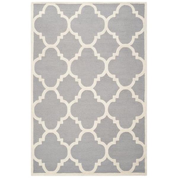 Safavieh Cambridge 6-ft x 9-ft Silver and Ivory Rectangular Trellis Area Rug