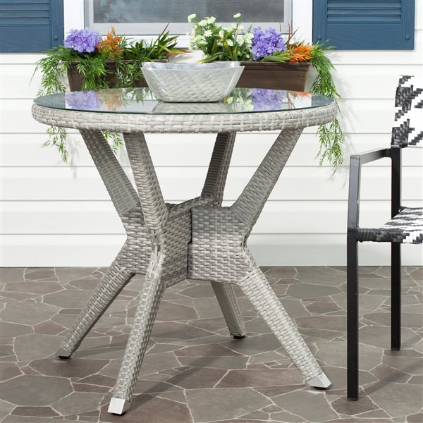 Safavieh Outdoor Living Collection Langer Round Accent Table Grey 