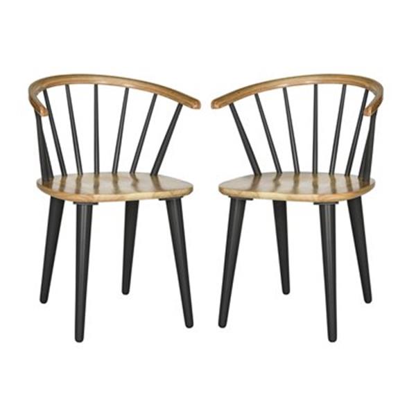 Safavieh American Home 29.9-in Natural/Grey Blanchard Side Chairs (Set of 2)