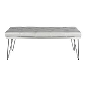 Safavieh Fox Marcella 18-in x 46.80-in Grey Faux Leather Bench