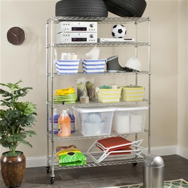 Safavieh Home Accents 75-in Chrome Alpha 6 Tier Wire Rack