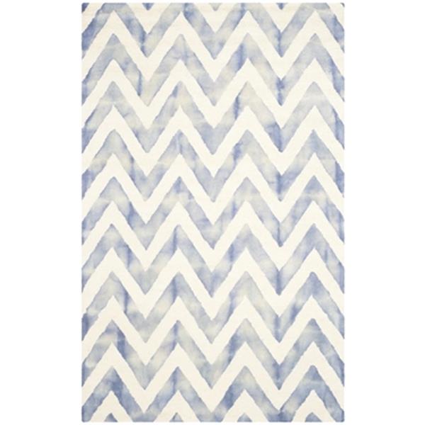 Safavieh Dip Dye 5-ft x 8-ft Hand-Tufted Wool Ivory and Blue Area Rug