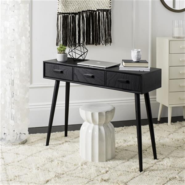 Safavieh Albus 3 Drawer Black Pine Rectangular Console Table