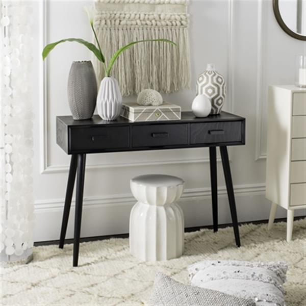 Safavieh Albus 3 Drawer Black Pine Rectangular Console Table