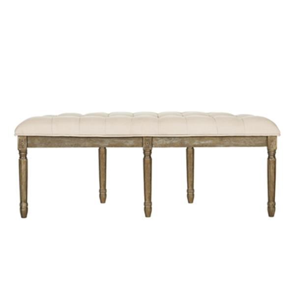 Safavieh Abilene Tufted Rustic Beige 19.30-in x 50-in Semi Circle Bench