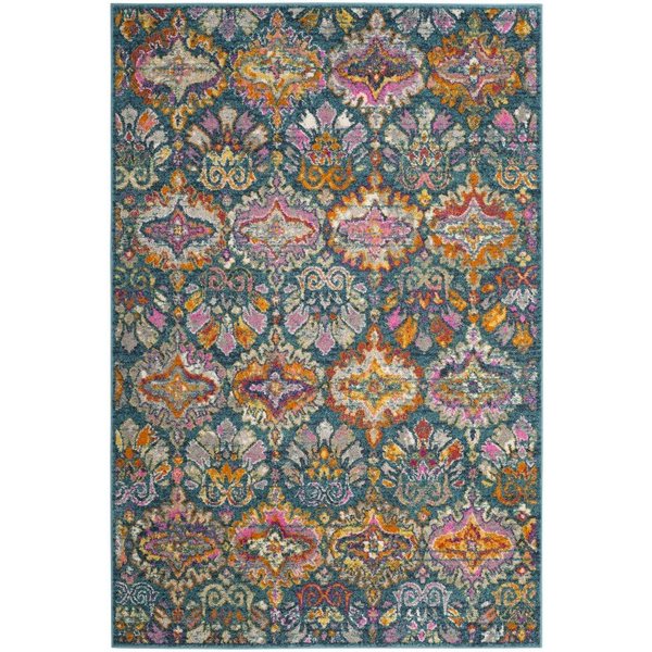 Safavieh Madison 8-ft x 10-ft Blue and Orange Indoor Rectangular Trellis Woven Area Rug