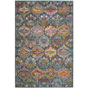 Safavieh Madison 8-ft x 10-ft Blue and Orange Indoor Rectangular Trellis Woven Area Rug