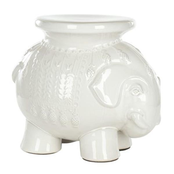 Safavieh 16 80 In White Ceramic, Elephant Garden Stool