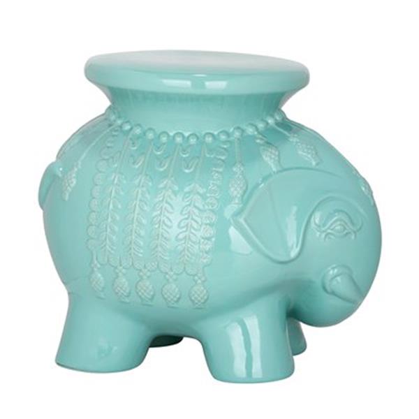 Safavieh 16.80-in Light Blue Ceramic Thailand Elephant Garden Stool
