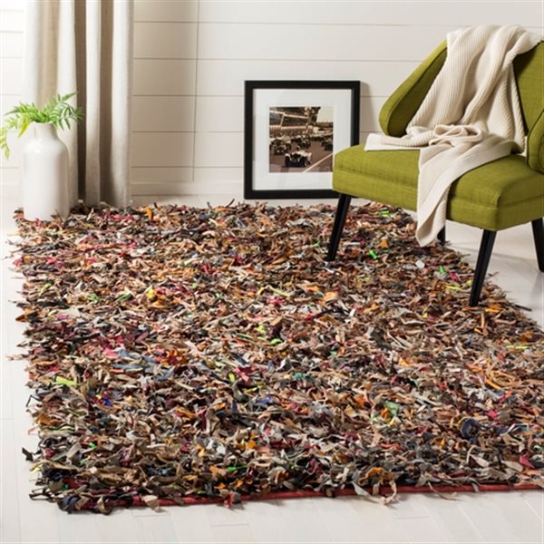 Safavieh Leather Shag 6-ft x 6-ft Multicolour Area Rug
