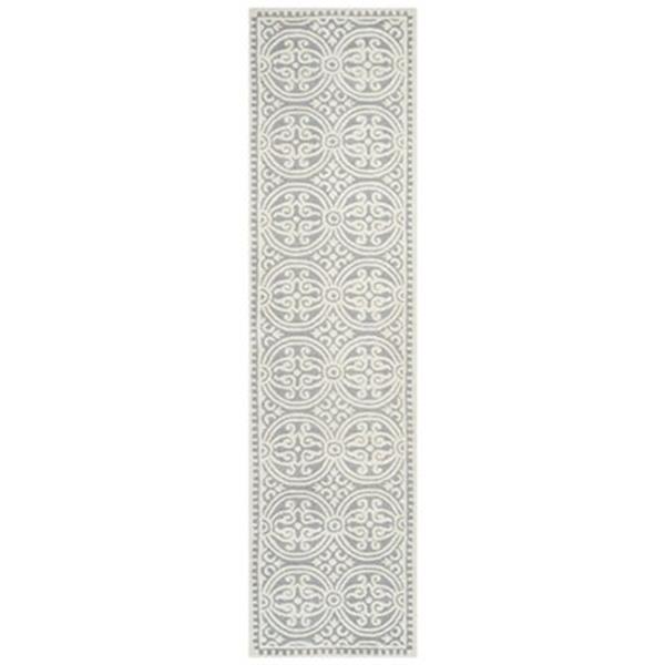 Safavieh Cambridge 3-ft x 10-ft Silver and Ivory Rectangular Geometric Area Rug