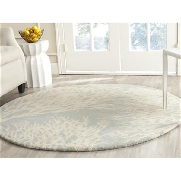 Safavieh Bella 5-ft Round Floral Grey and Ivory Area Rug