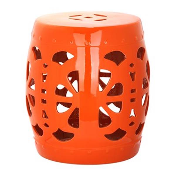 Safavieh Stencil Blossom 19-in Orange Ceramic Garden Stool ACS4536D | RONA