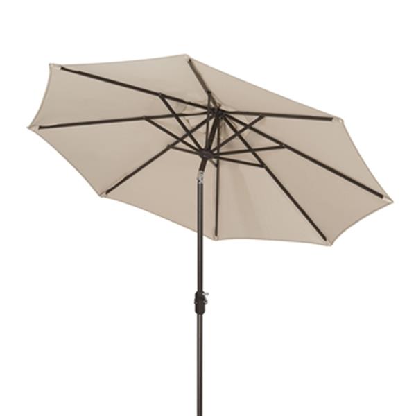 Safavieh Ortega 9 Ft Beige Market Auto Tilt Patio Umbrella