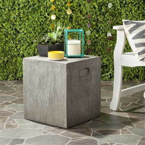 Safavieh Cube 16.50-in Dark Grey Concrete Outdoor Accent Table