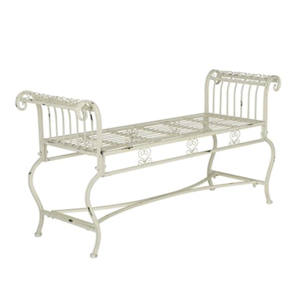 Safavieh Brielle 52-in x 16.3-in x 25.5-in Antique White Outdoor Metal Bench