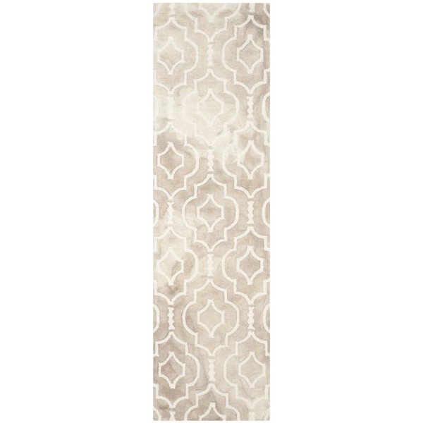 Safavieh Dip Dye 2-ft x 12-ft Trellis Hand-Tufted Wool Beige and Ivory Area Rug