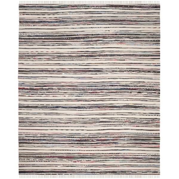 Safavieh Rag Rug 6-ft x 9-ft Grey Rectangular Cotton Ivory and Charcoal Indoor Area Rug