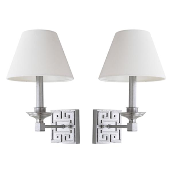 Safavieh 15-in Silver Elvira Greek Key Wall Sconce (Set of 2)