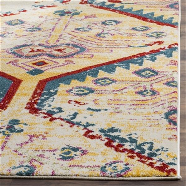 Safavieh Watercolour 7.5-ft x 5.25-ft Light Yellow and Blue Indoor Area Rug