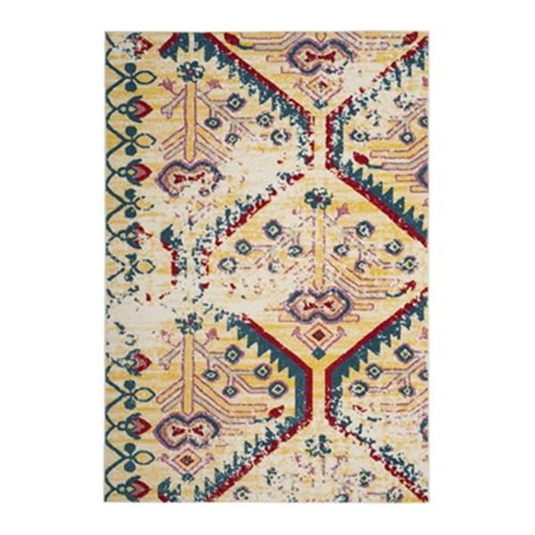 Safavieh Watercolour 7.5-ft x 5.25-ft Light Yellow and Blue Indoor Area Rug