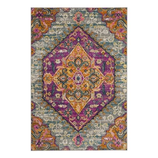 Safavieh Madison 9-ft x 6-ft Light Grey and Fuchsia Area Rug