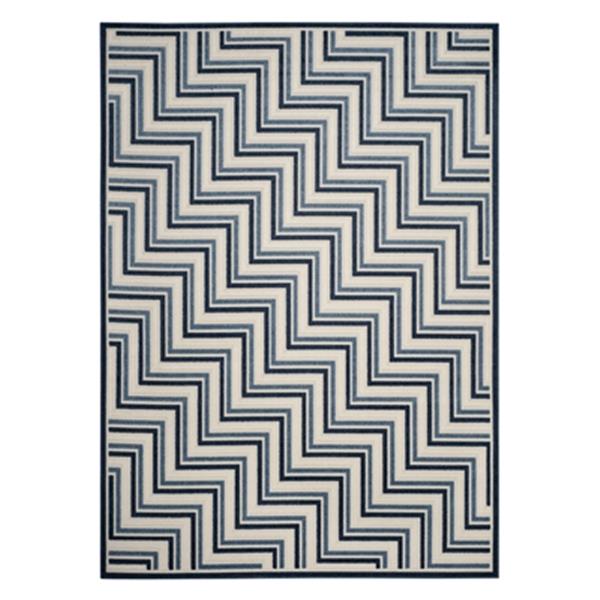 Safavieh Cottage 9.5-ft x 6.58-ft Cream and Blue Indoor/Outdoor Rug