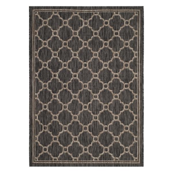 Safavieh Natural and Black Courtyard Indoor/Outdoor Rug,CY84