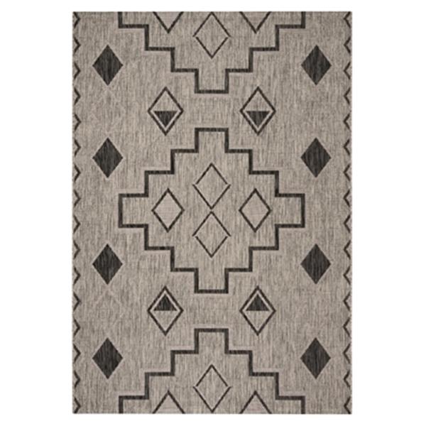 Safavieh Courtyard 7-ft x 10-ft Rectangle Southwest Grey/Black Indoor/Outdoor Area Rug