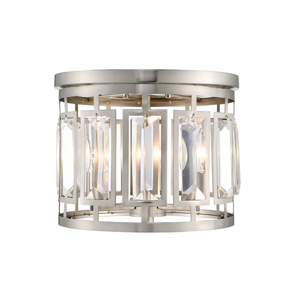 Z-Lite Mersesse 12.5-in Brushed Nickel 3-Light Flush Mount Light