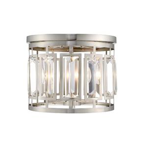 Z-Lite Mersesse 12.5-in Brushed Nickel 3-Light Flush Mount Light