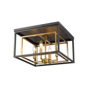 Z-Lite Euclid 15-in Brass/Bronze 4-Light Flush Mount Light