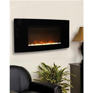 Paramount Barcelona 17.7-in x 35.5-in Black Wall Electric Fireplace