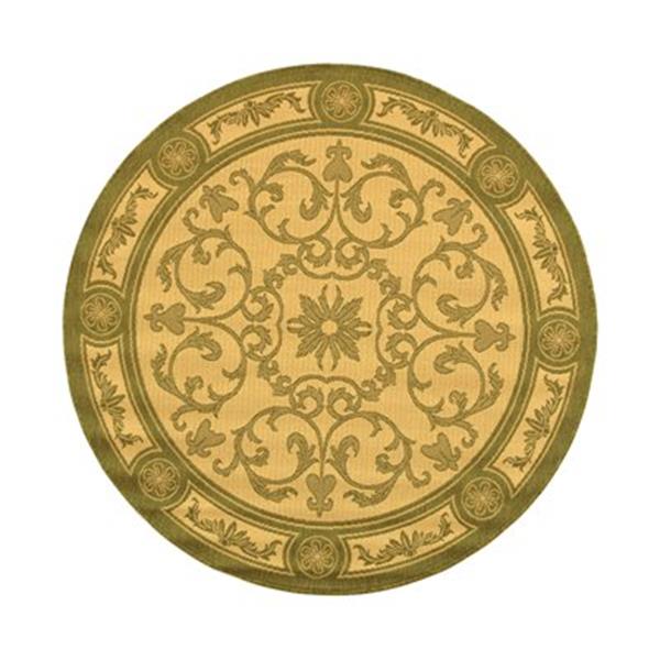 Safavieh Courtyard 6.7-ft x 6.7-ft Round Green/Cream Indoor/Outdoor Area Rug