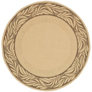 Safavieh Courtyard 6.7-ft x 6.7-ft Round Beige Indoor/Outdoor Area Rug