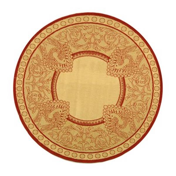 Safavieh Courtyard 7-ft x 7-ft Round Cream/Red Indoor/Outdoor Area Rug