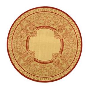 Safavieh Courtyard 7-ft x 7-ft Round Cream/Red Indoor/Outdoor Area Rug