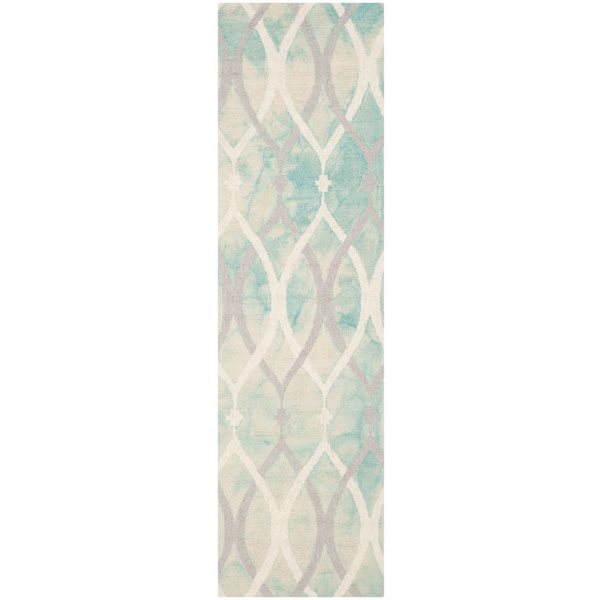 Safavieh Dip Dye10-ft x 2.25-ft Hand-Tufted Wool Green and Ivory Area Rug
