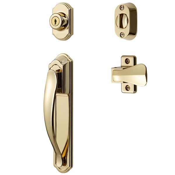 Ideal Security Dx Bright Brass Pull Handle Set With Keyed Deadbolt