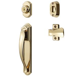 Ideal Security DX Bright Brass Pull Handle Set with Keyed Deadbolt