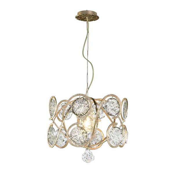 Classic Lighting Celeste 18-in Silver Frost Glam Clear Glass Drum Pendant